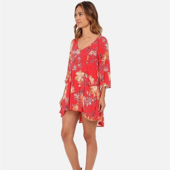 Free People Eyes on You Trapeze Mini Dress Floral Print | Orange Floral Dress - Picture 3 of 11